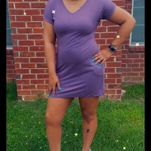 Purple V-Neck Women's Dress